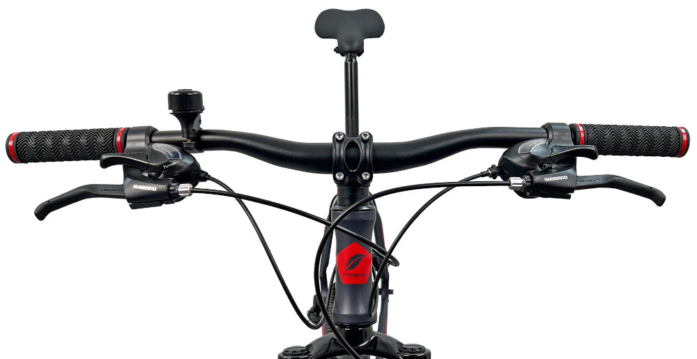 Rower górski MTB INDIANA X-Enduro 2.7 M19 27.5 cala męski Czarno-czerwony stalowa kierownica marki MODE typu HB-023 W.680 niezawodnosc trwalosc manetki specjalny antyposlizgowy material dzwonek