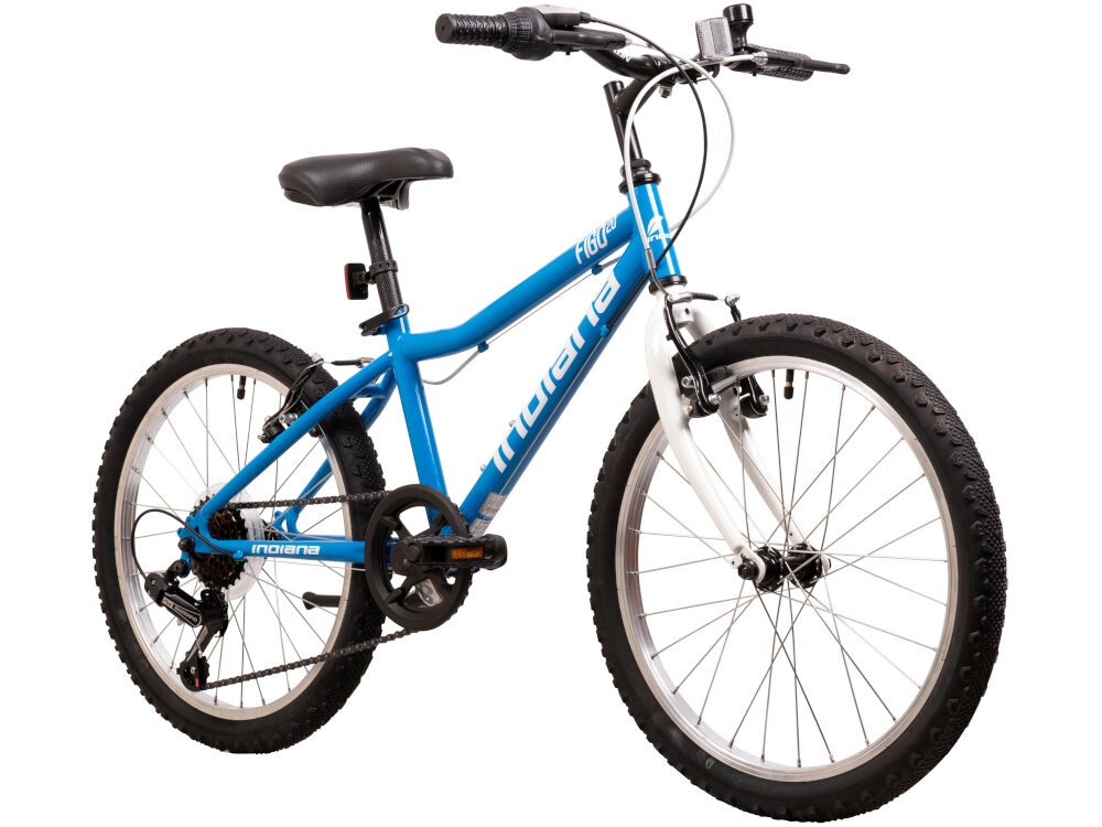 Rower dziecięcy INDIANA Figo 20 cali dla chłopca Niebieski do jazdy po sciezkach rowerowych na wypady za miasto la dzieci w wieku od 6 do 8 lat