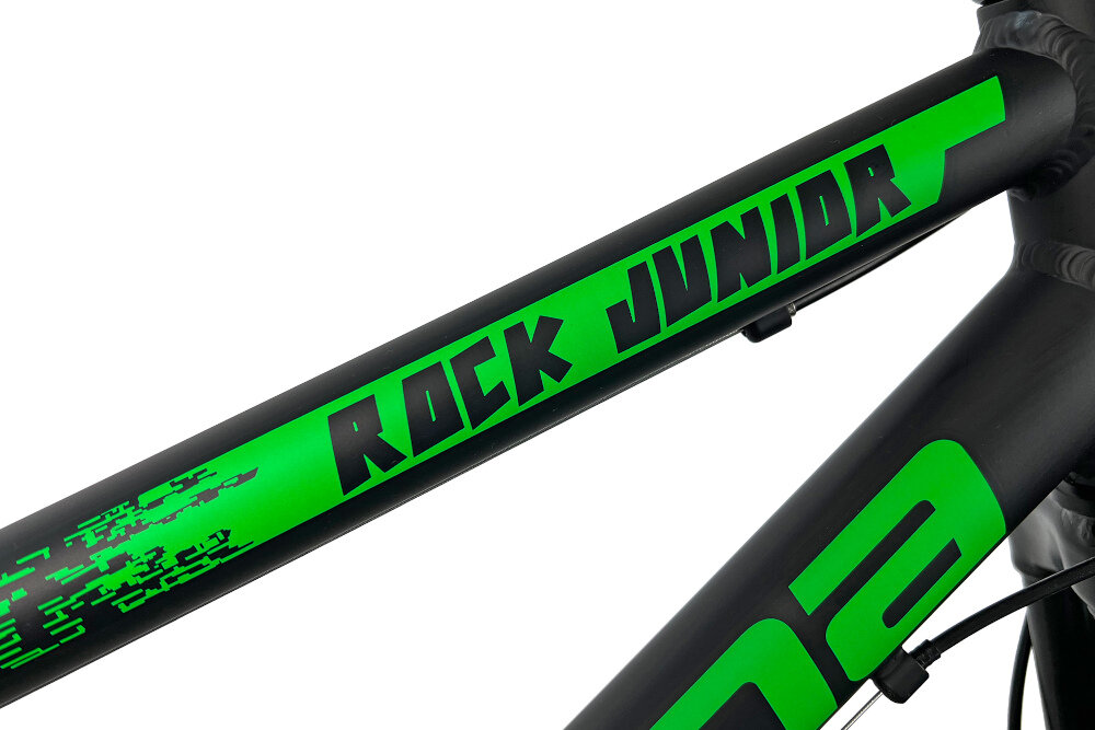 Rower młodzieżowy INDIANA Rock Jr 24 cale dla chłopca Czarno-zielony komfort jazdy odpowiednia kontrola nad rowerem rama aluminiowa 13-calowa dostosowana do najmlodszych geometria ulatwia wsiadanie i zsiadanie wybor rozmiaru ramy wzrost Twojego dziecka mierzony w zrelaksowanej pozycji typ roweru