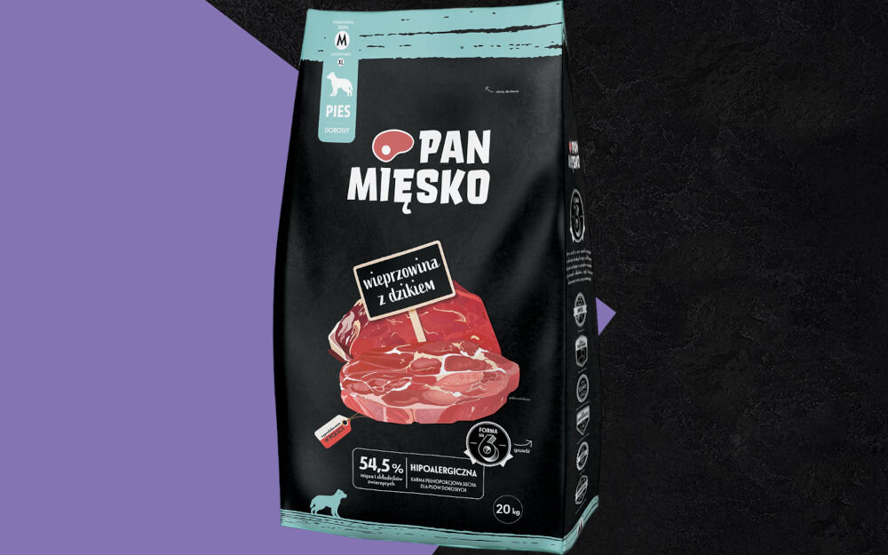 Karma dla psa PAN MIĘSKO Wieprzowina z dzikiem M 20 kg dawkowanie analiza sklad