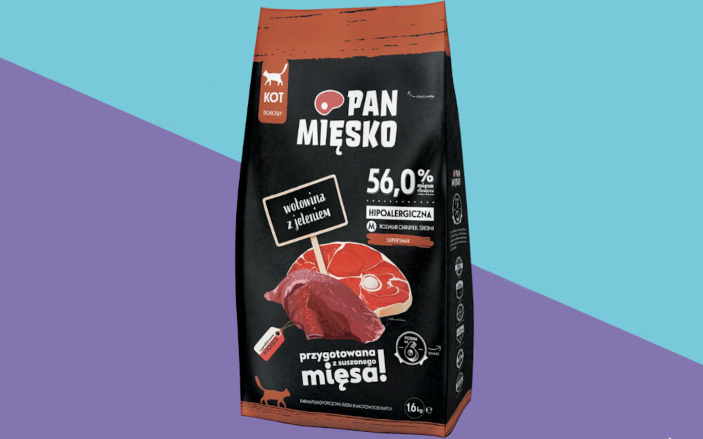 Karma dla kota PAN MIĘSKO Wołowina z jeleniem 1,6 kg dawkowanie analiza sklad