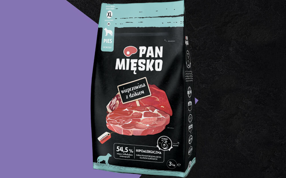 Karma dla psa PAN MIĘSKO Wieprzowina z dzikiem XL 3 kg dawkowanie analiza sklad