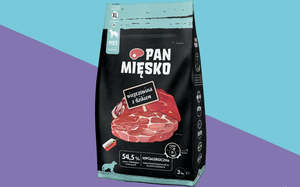 Karma dla psa PAN MIĘSKO Wieprzowina z dzikiem XL 3 kg dawkowanie analiza sklad