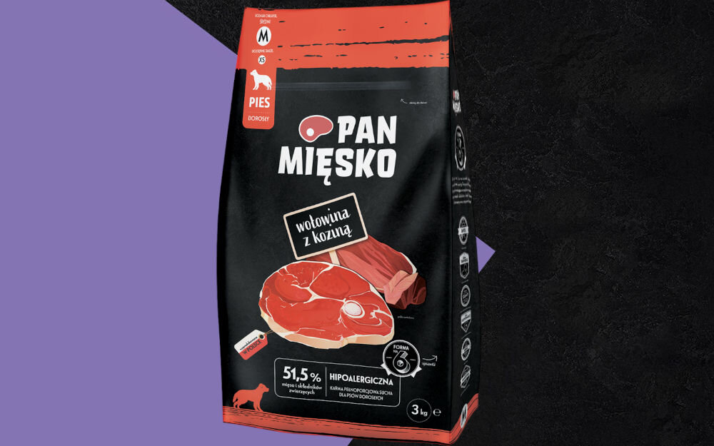 Karma dla psa PAN MIĘSKO Wołowina z koziną 3 kg dawkowanie analiza sklad