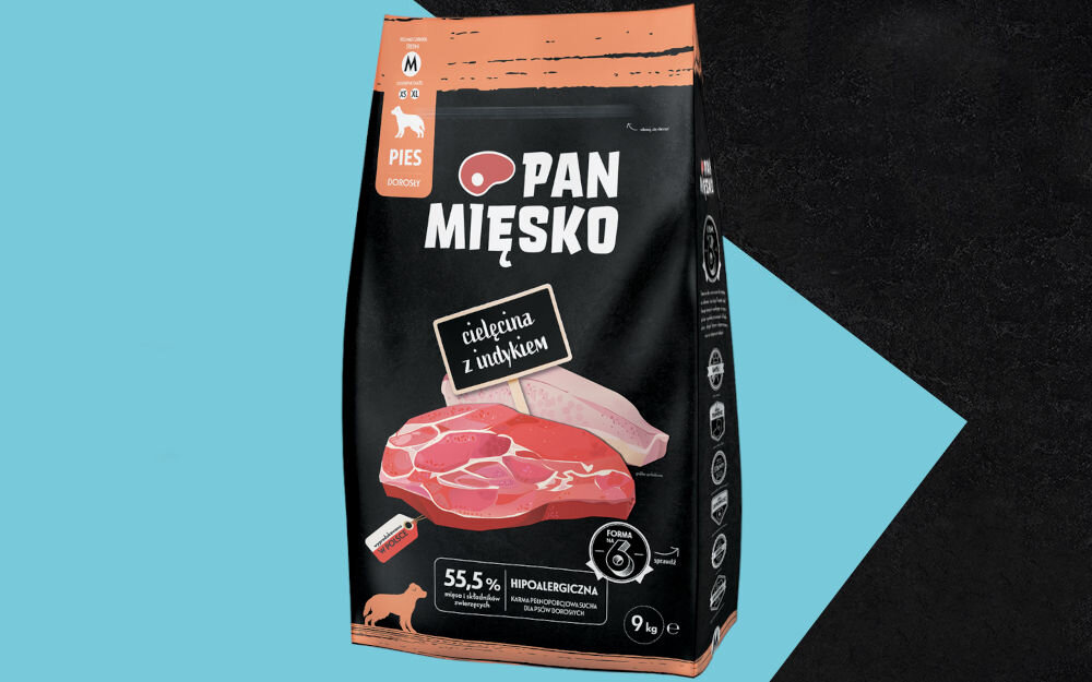 Karma dla psa PAN MIĘSKO Cielęcina z Indykiem M 9 kg naturalne składniki