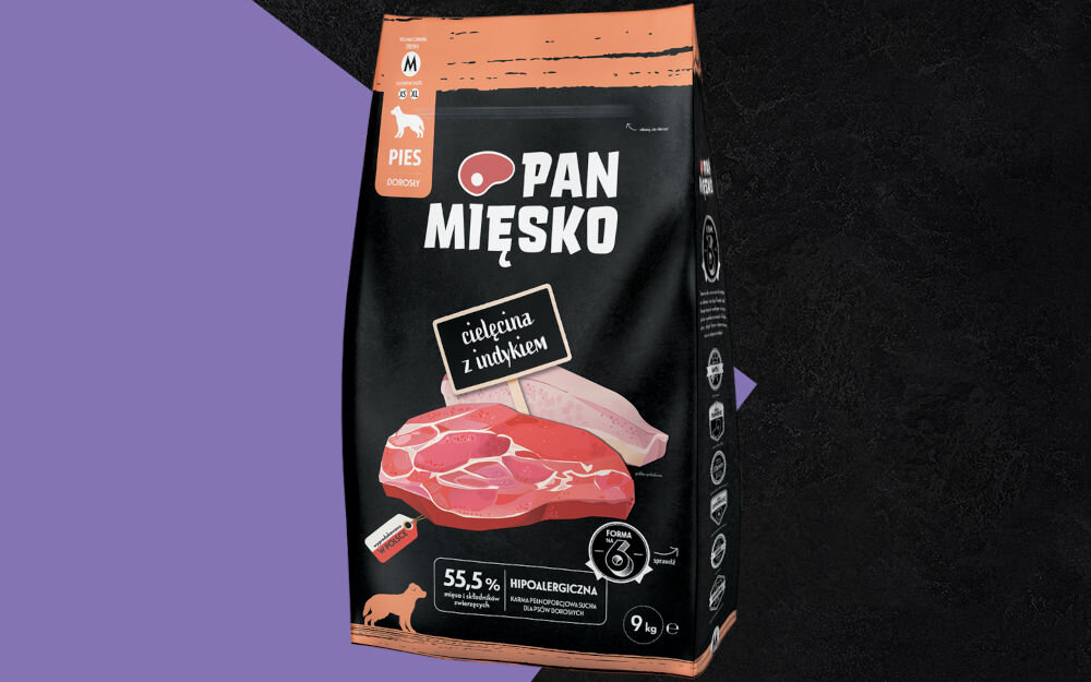 Karma dla psa PAN MIĘSKO Cielęcina z Indykiem M 9 kg dawkowanie analiza sklad