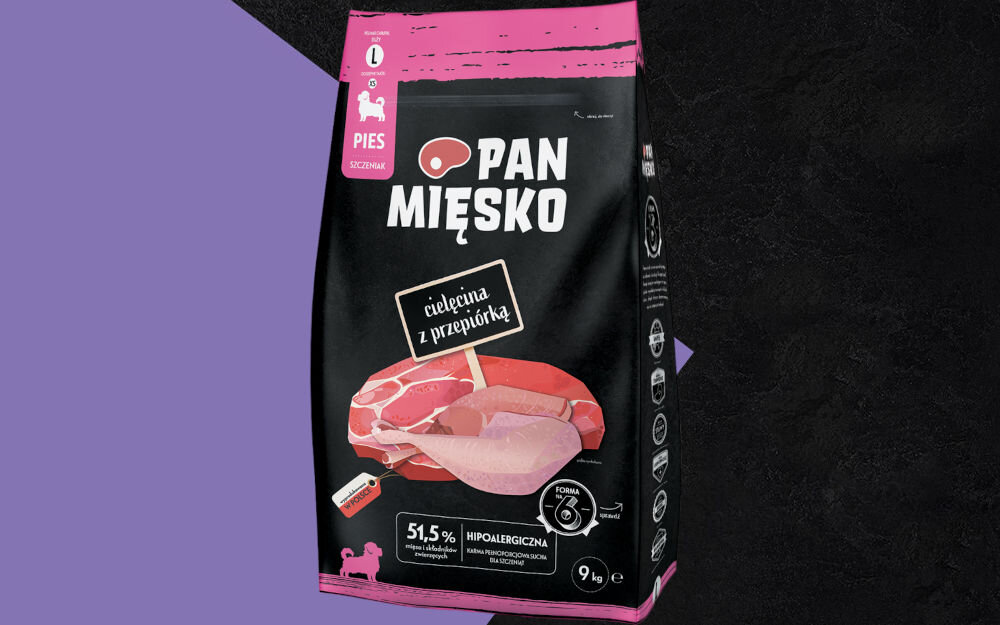 Karma dla psa PAN MIĘSKO Cielęcina z przepiórką L 9 kg dawkowanie analiza sklad