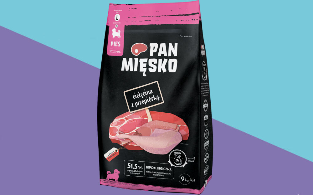 Karma dla psa PAN MIĘSKO Cielęcina z przepiórką L 9 kg dawkowanie analiza sklad