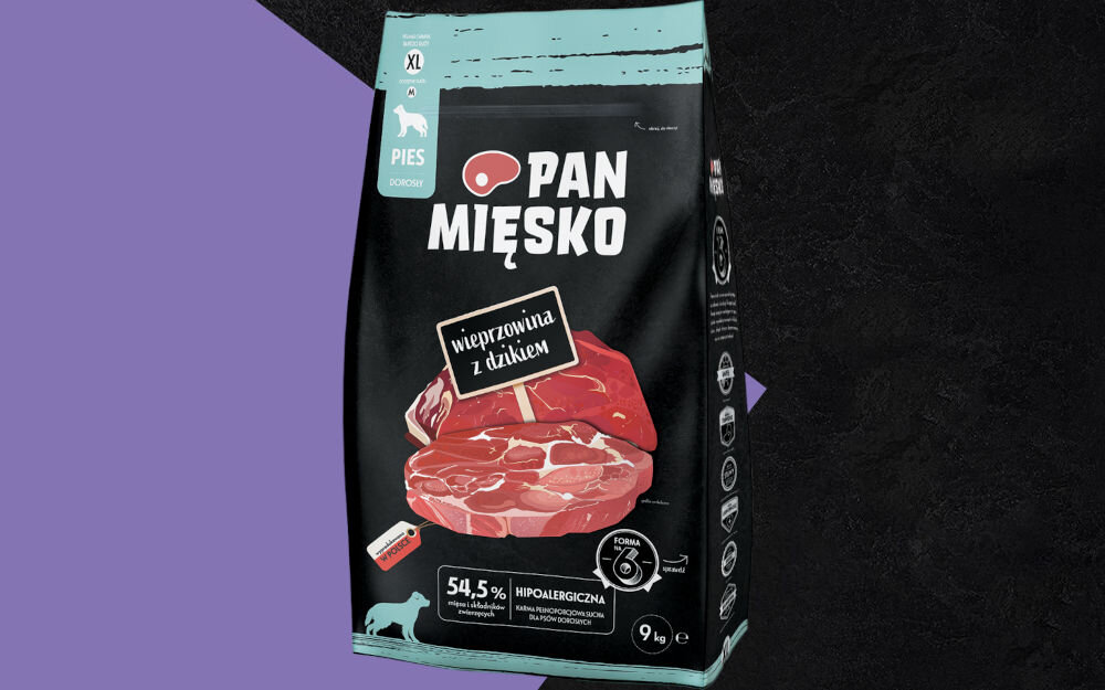 Karma dla psa PAN MIĘSKO Wieprzowina z dzikiem XL 9 kg dawkowanie analiza sklad