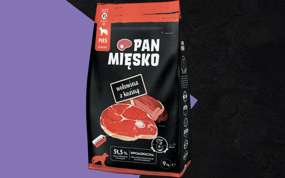 Karma dla psa PAN MIĘSKO Wołowina z koziną 9 kg dawkowanie analiza sklad