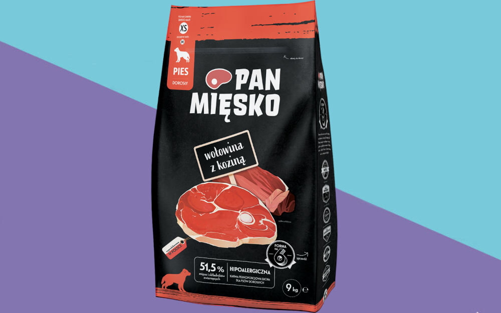 Karma dla psa PAN MIĘSKO Wołowina z koziną 9 kg dawkowanie analiza sklad