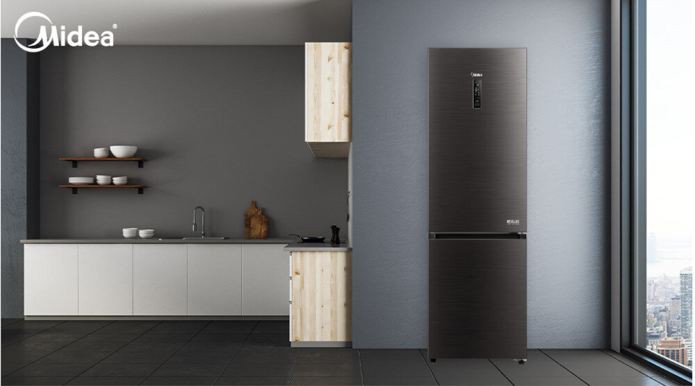 LODÓWKA MIDEA MDRB521MIC28 kolor czarny 201 cm wysokość technologia No Frost Metal Cooling sterowanie panel