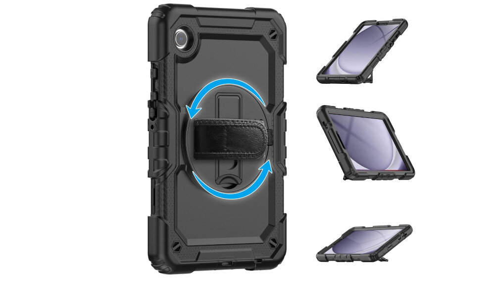 ETUI TECH-PROTECT SOLID360 GALAXY TAB pozycje ustawienie stabilna podstawka pozycja pionowa pozioma wbudowany uchwyt smycz łatwe przenoszenie