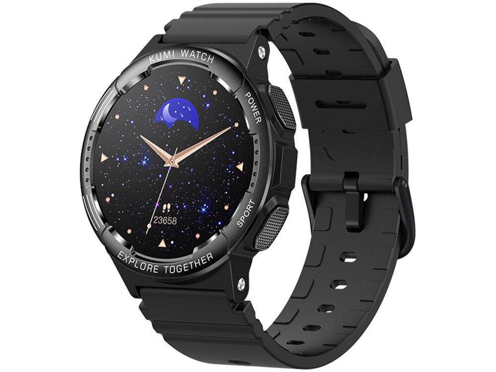 Smartwatch KUMI K6 Czarny fukcja SOSdedykowany przycisk automatyczne wybranie numeru alarmowego