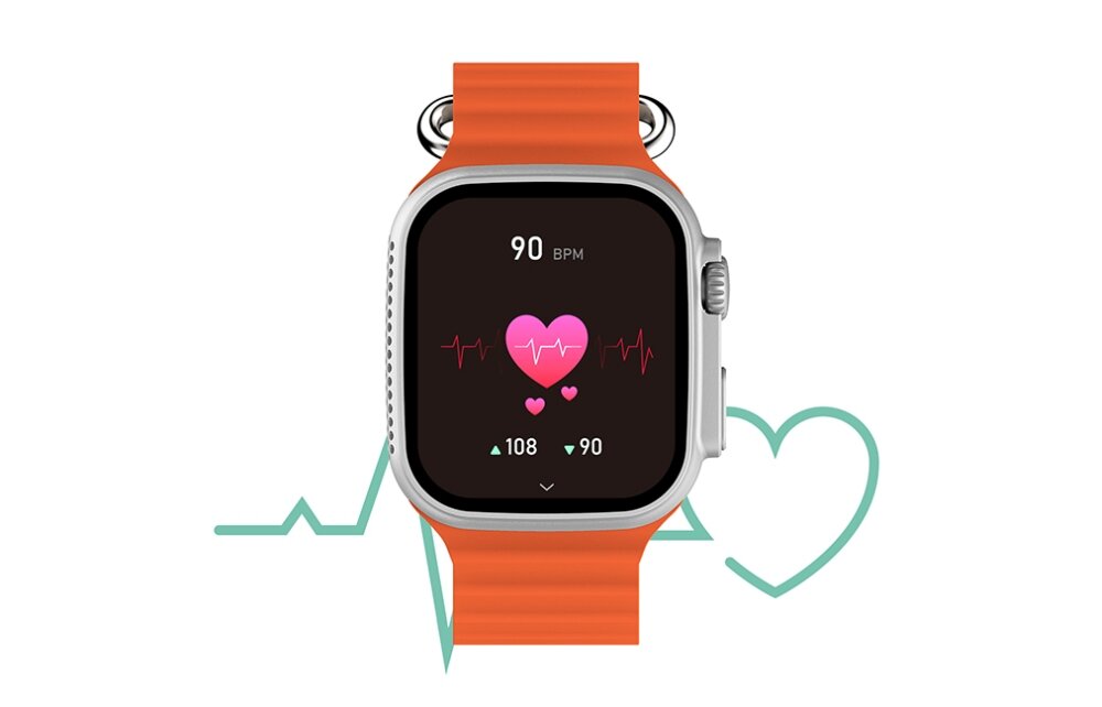 Smartwatch Ecowatch 2 Srebrny ekran bateria czujniki zdrowie sport pasek ładowanie pojemność rozdzielczość łączność sterowanie krew puls rozmowy smartfon aplikacja
