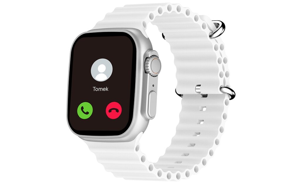Smartwatch Ecowatch 2 Srebrny ekran bateria czujniki zdrowie sport pasek ładowanie pojemność rozdzielczość łączność sterowanie krew puls rozmowy smartfon aplikacja