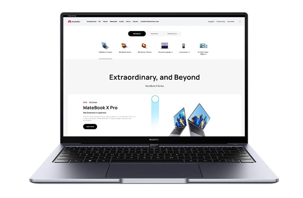 Laptop HUAWEI MateBook 14 ekran wydajność grafika karta procesor taktowanie pojemność bateria ładowanie pamięć ram rom wyświetlacz rozdzielczość kamerka system klawiatura porty