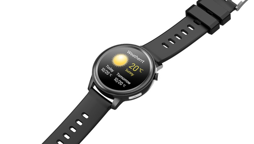 Smartwatch KUMI KU3 Czarny przyciski do poruszania sie po menu funkcje monitor snu alarm monitorowanie aktywnosci sterowanie odtwarzaczem muzyki w komorce funkcja pogody
