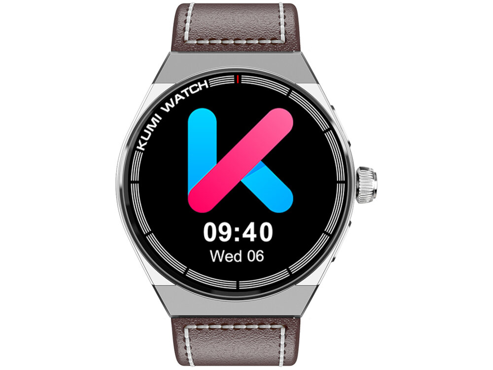 Smartwatch KUMI GT5 Max Srebrny elegancki design funkcjonalnosc technologiczne innowacje srebrna obudowa odbieranie przychodzacych wiadomosci nadajnik Bluetooth odczytuje wiadomosci sms powiadomienia w mediach spolecznosciowych