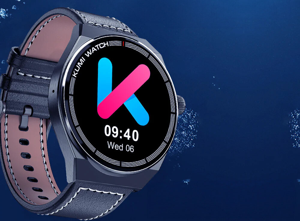 Smartwatch KUMI GT5 Max Srebrny wyswietlacz kolorowy dotykowy 1,39*cala funkcje monitor snu nzajdz moje urzadzenie sterowanie odtwarzaczem muzyki kalkulator latarka pogoda kalendarz