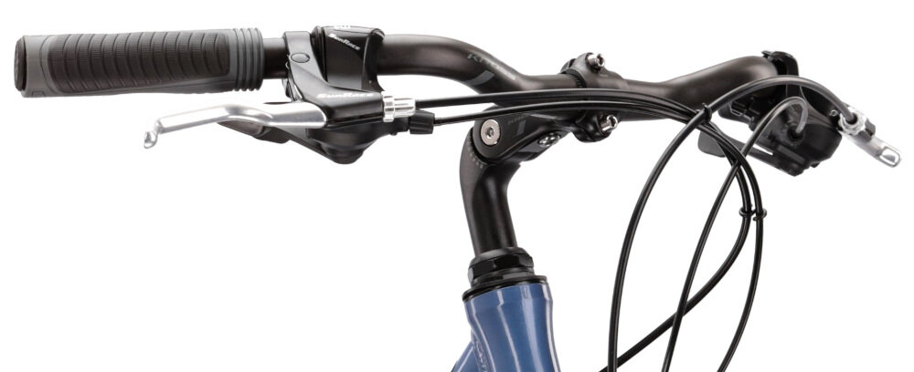 Rower trekkingowy KROSS Trans 2.0 D17 28 cali damski Niebiesko-biały rower typu hardtail przedni amortyzator HL Corp typ 2.0E ulatwia najezdzanie na przeszkody niweluje wstrzasy na kierownicy niska masa roweru duza sztywnosc regulacja sprezyna