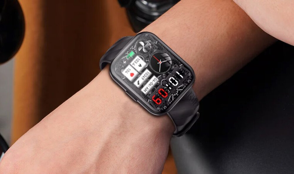 Smartwatch KUMI KU6 Meta Czarny asystent glosowy Ai Voice Assistant polecenia glosowe przypomnienia wspoldziala z aplikacja KUMIWear na systemy Android i iOS