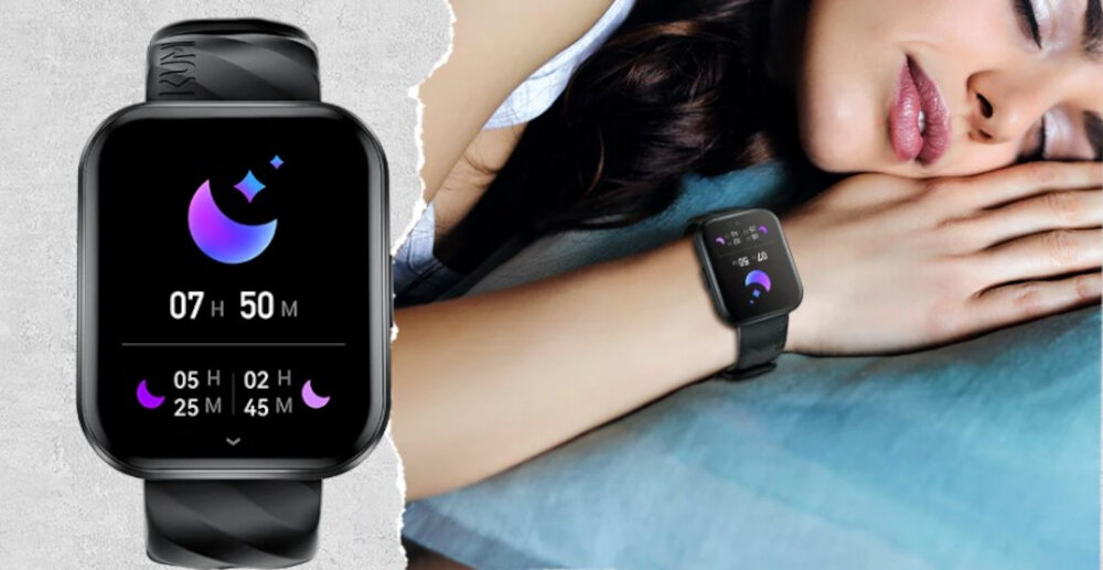 Smartwatch KUMI KU6 Meta Czarny funkcje monitor snu znajdz moje urzadzenie sterowanie odtwarzaczem muzyki w telefonie kalkulator latarka pogoda budzik kalendarz