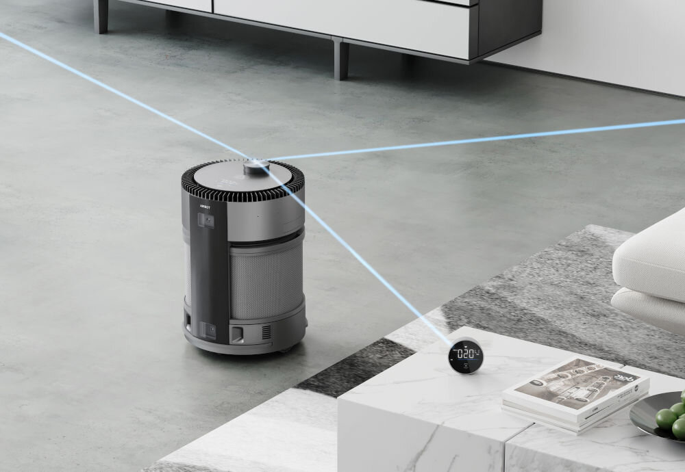 Czujnik jakości powietrza ECOVACS AT90 do Airbot Z1 aplikacja dowolny moment zapis oczyszczania powietrza kontrola nad jakością wykrycie zanieczyszczeń podwójne kliknięcie proces oczyszczania zdalne monitorowanie zarządzanie jakością powietrza szybkie reagowanie czyste powietrze