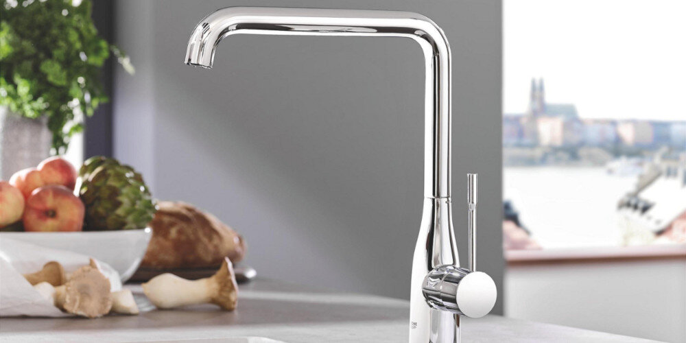 BATERIA KUCHENNA GROHE ACCENT 30423DC0 STAL Minimalistyczny design wystrój użytkowanie komfort jakość niezawodność