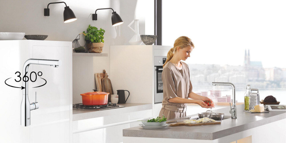 BATERIA KUCHENNA GROHE ESSENCE 30504KF0 GRAFIT obrotowa wylewka korzystanie wygoda 360 stopni