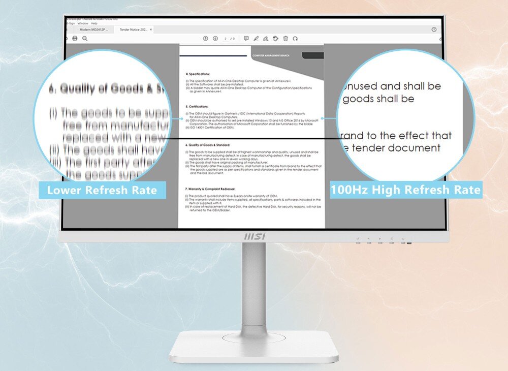Monitor MSI Modern MD2412PW 23.8 1920x1080px IPS 100Hz 1 ms [MPRT] odświeżanie czas reakcji płynność