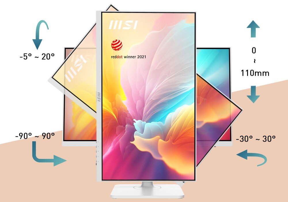 Monitor MSI Modern MD2412PW 23.8 1920x1080px IPS 100Hz 1 ms [MPRT] podstawa ergonomia regulacja