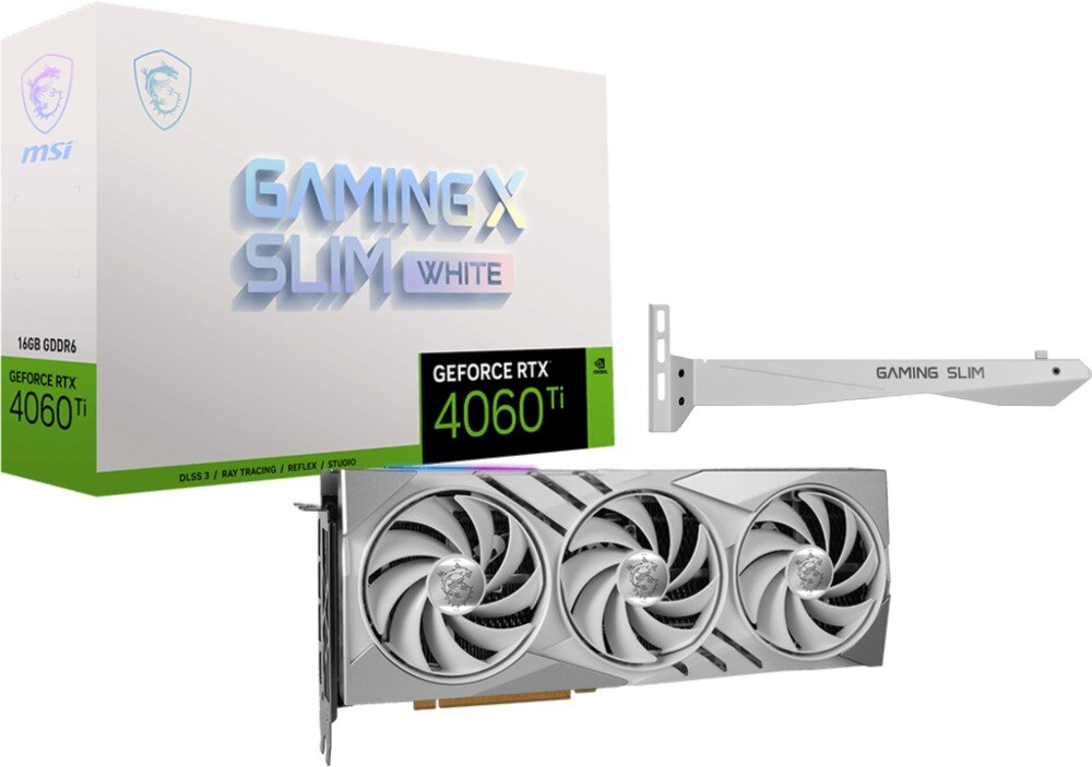 Karta graficzna MSI GeForce RTX 4060 Ti Gaming X Slim White 16GB opakowanie zestaw