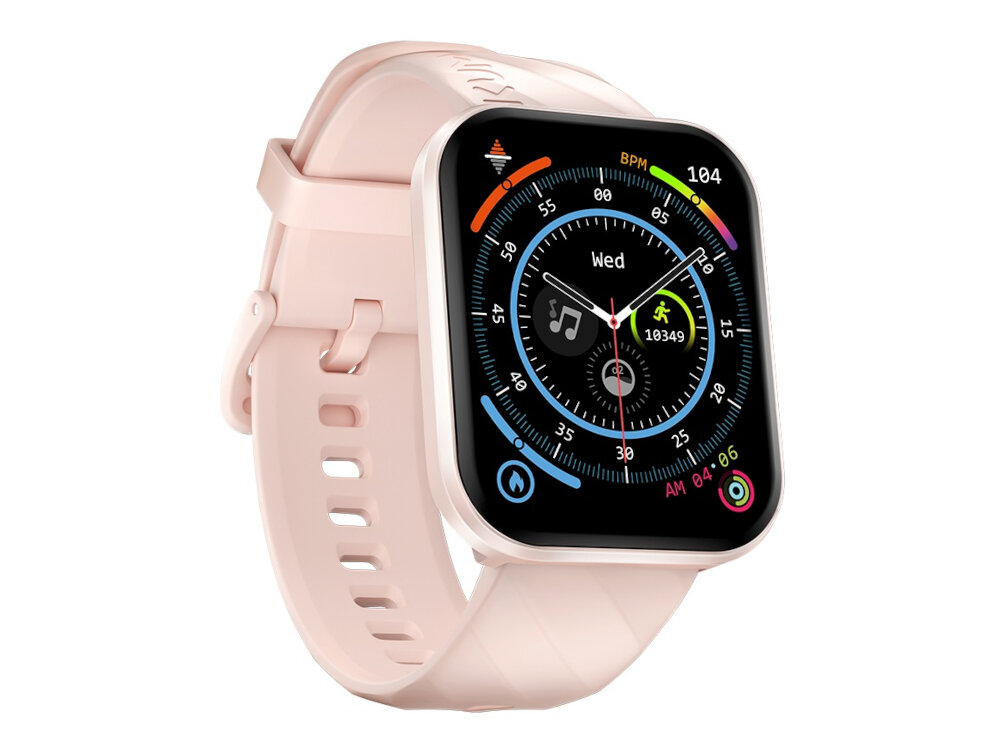 Smartwatch KUMI KU6 Meta Różowy koperta ze szkla odpornego na zadrapania stopu aluminium i wysokiej jakosci tworzywa sztucznego bransoleta z sylikonu latwe utrzymanie czystosci