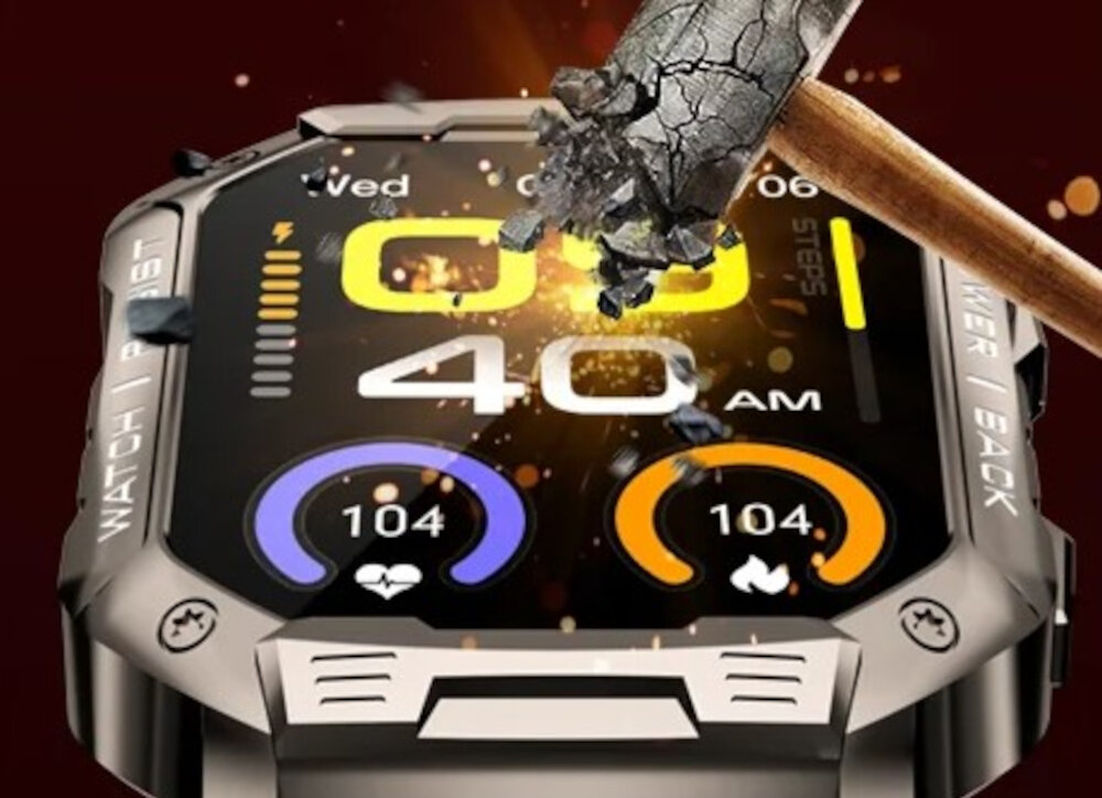 Smartwatch KUMI U3 Pro Miedziany koperta ze szkla odpornego na zadrapania stopu cynku i wysokiej jakosci tworzywa sztucznego bransoleta z sylikonu latwe utzrymanie czystosci