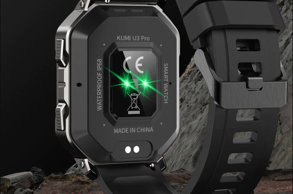 Smartwatch KUMI U3 Pro Miedziany mierzenie poziomu natlenienia organizmu sprawdzenie pracy serca czujniki biometryczne pomiar w czasie rzeczywistym na realnej osobie