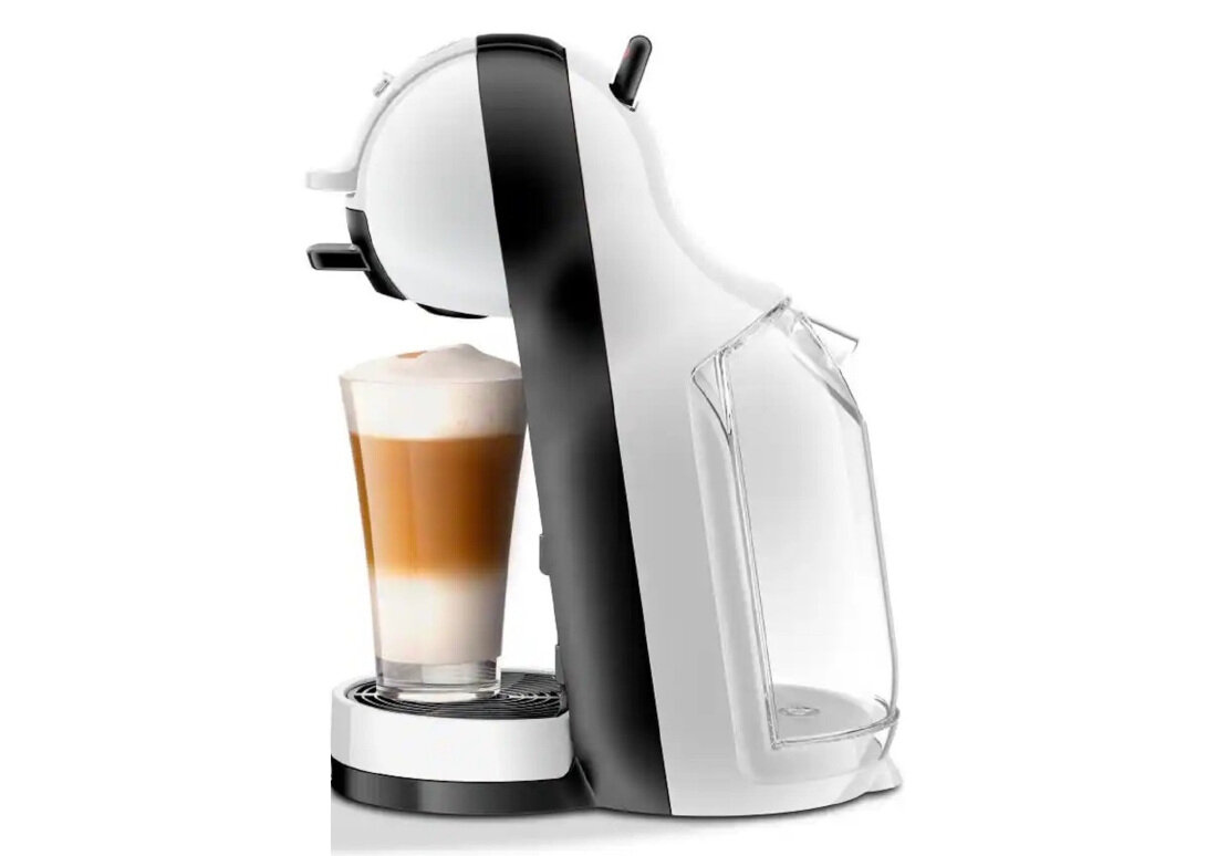 Ekspres DELONGHI Dolce Gusto Mini Me Biało-czarny kolor kolorystyka moc pojemność zbiornik woda tacka regulacja wysokość regulacja czyszczenie