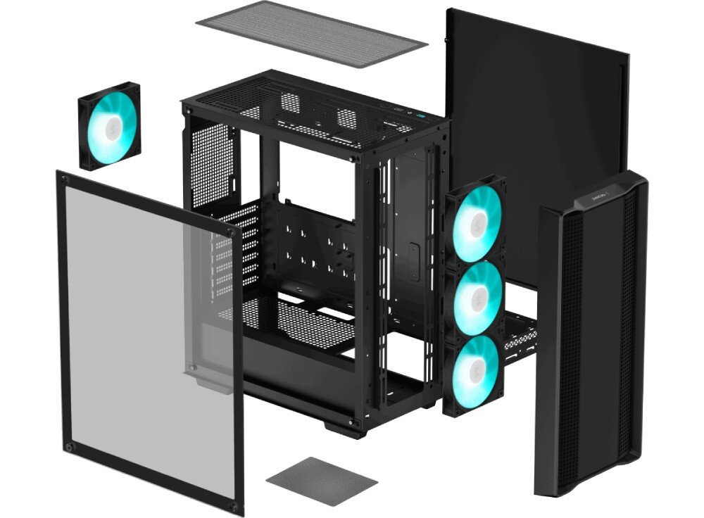 Obudowa DEEPCOOL CC560 V2 Czarny siatkowy panel przedni otwory wentylacyjne szklany bok