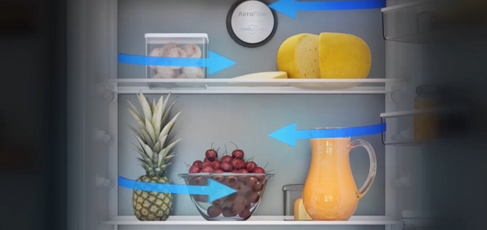 LODÓWKA BEKO B1RCNA404G Technologia AeroFlow powietrze świeżość żywność wilgotność NOfrost bez rozmrażania rozprowadzania chłodne