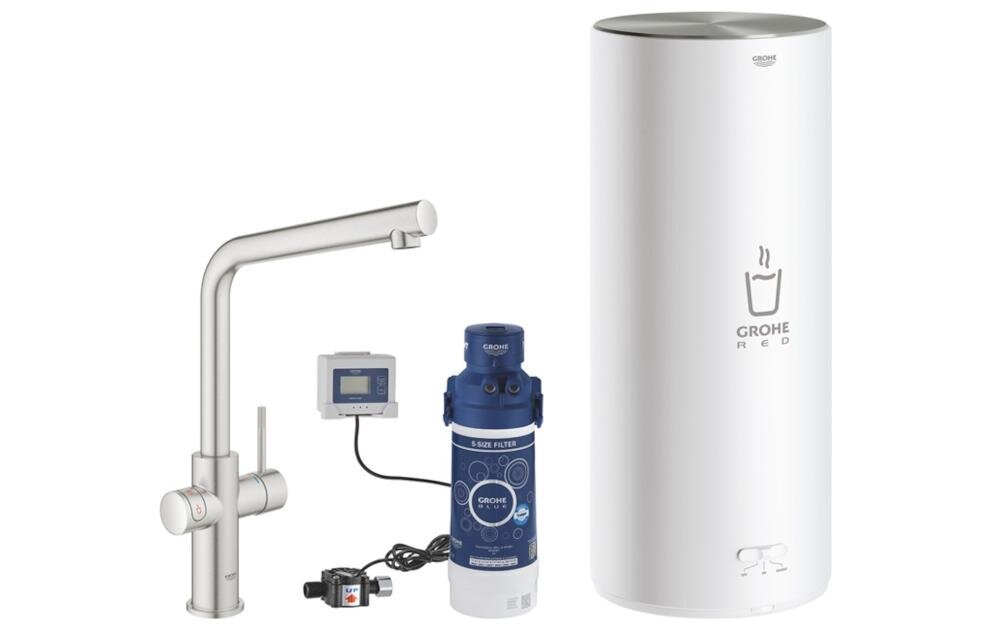 GROHE Red Duo 30325DC1 zestaw bateria stojąca stal nierdzewna bojler wężyki filtr jednostka pomiar natężenie przepływ przyłącze podgrzewacz instrukcja gwarancja