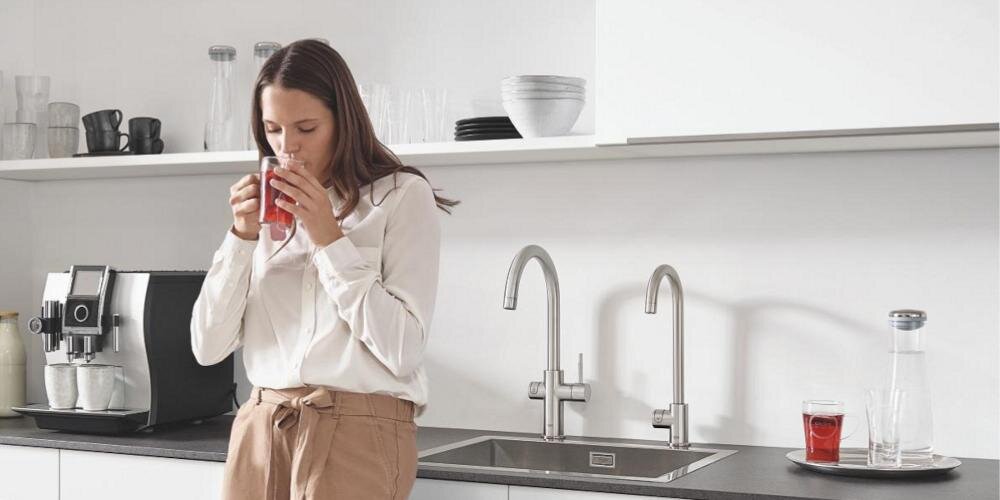 GROHE Red Mono 30339001 system kuchenny bezpiecznie wygodnie temperatura bateria kuchenna wrząca woda herbata makaron zawór sztorcowy