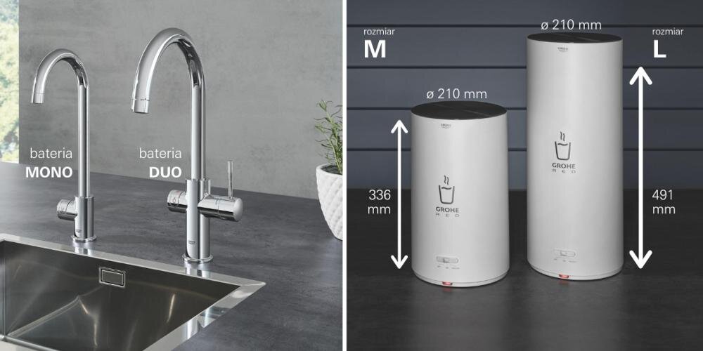 GROHE Red Mono 30085DL1 wrzątek woda bateria duo mono bojler pojemność wielkość