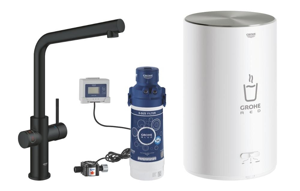 GROHE Red Duo 30327KS1 zestaw bateria stojąca stal nierdzewna bojler wężyki filtr jednostka pomiar natężenie przepływ przyłącze podgrzewacz instrukcja gwarancja