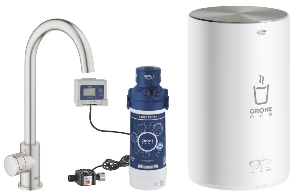 GROHE Red Mono 30085DC1 zestaw bateria stojąca bojler filtr jednostka pomiar natężenie przepływ przyłącze podgrzewacz instrukcja gwarancja