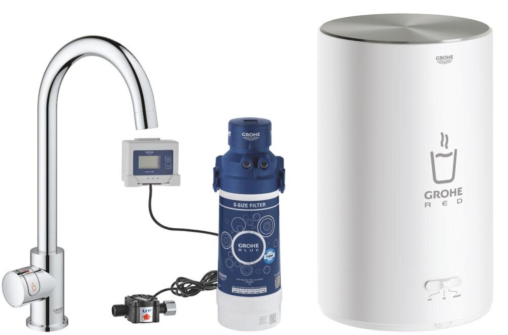 GROHE Red Mono 30085001 zestaw bateria stojąca bojler filtr jednostka pomiar natężenie przepływ przyłącze podgrzewacz instrukcja gwarancja