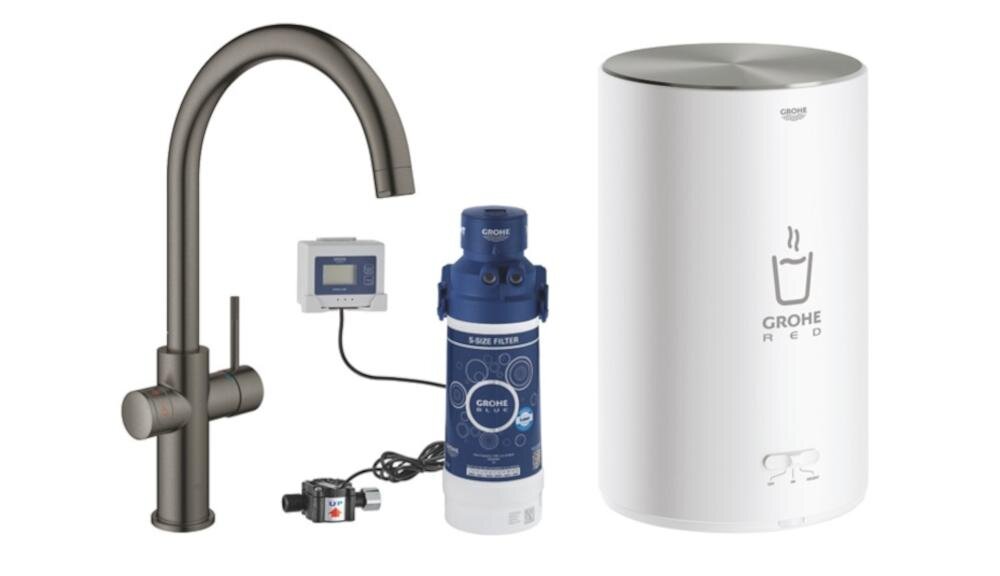GROHE Red II Duo C-SP 30083AL1 zestaw bateria stojąca stal nierdzewna bojler wężyki filtr jednostka pomiar natężenie przepływ przyłącze podgrzewacz instrukcja gwarancja