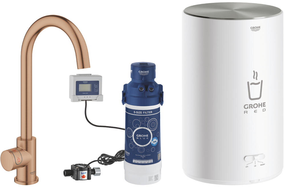 GROHE Red Mono 30085DL1 zestaw bateria stojąca bojler filtr jednostka pomiar natężenie przepływ przyłącze podgrzewacz instrukcja gwarancja