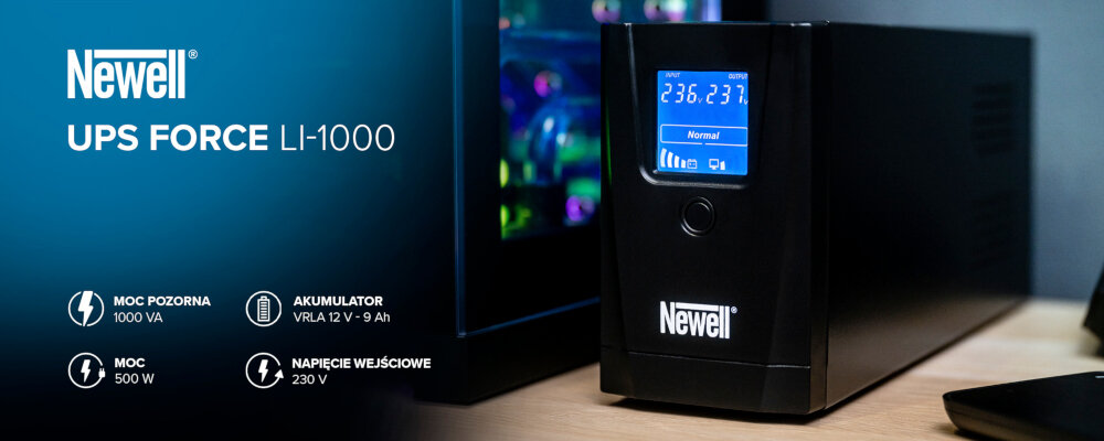 Zasilacz Newell Force LI-1000 500w 2 gniazdka 1000va
