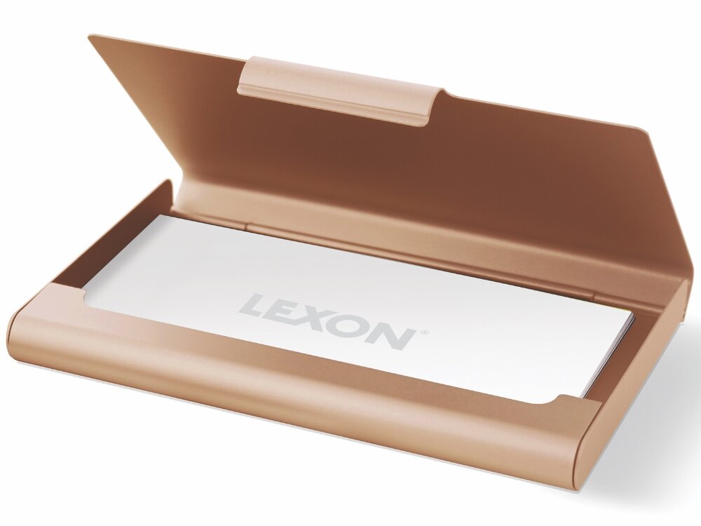 LEXON Card Box otwarty wizytownik w kolorze zlotym