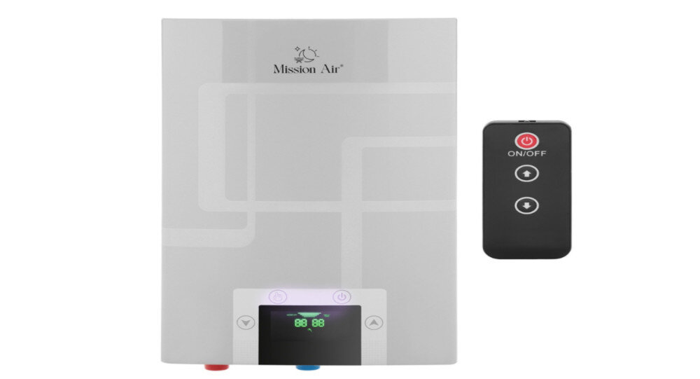 Przepływowy podgrzewacz wody MISSION AIR Hydro Bath 21 kW panel sterowanie pilot wyświetlacz zdalne sterowanie
